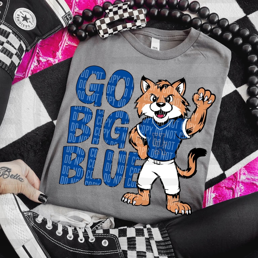 Gray and Blue Short Sleeve Tee with Vintage Tiger Design